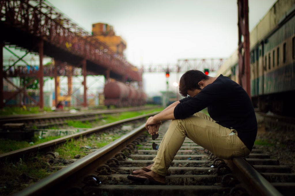 train, sad, lonely, regret, desperate, railway, man, travel, sadness, transport, teenager, cry, farewell, fog, melancholy, alone, boy, regret, regret, regret, regret, regret
